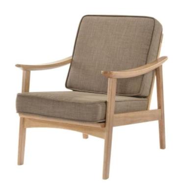 Imagem de Poltrona Amy Rivatti Estofado Marrom Claro Base Madeira