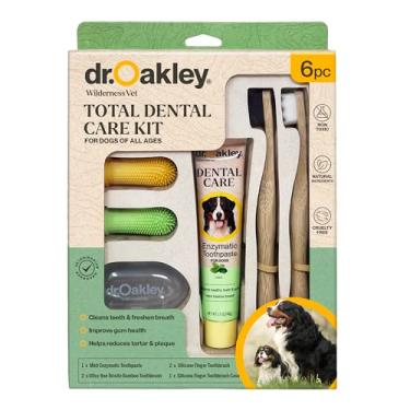 Imagem de Dr. Oakley Kit total de cuidados dentários para cães: Minty Fresh - pasta de dente, escovas e estojo, 1 unidade - natural