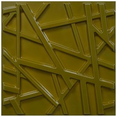 Imagem de LEVOWAY Painéis de parede 3D para decoração de parede interior, 29 x 29 cm, pacote com 33 painéis de parede texturizados para sala de estar, sala de jogos, fundo de TV, capa de 32 pés quadrados (ouro