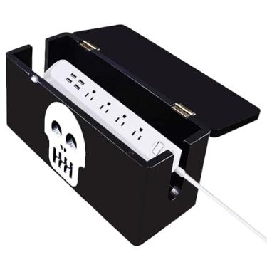 Imagem de Caixa organizadora de cabos para esconder filtro de linha e embaixo da mesa, organizador de cabos de fios de computador de TV