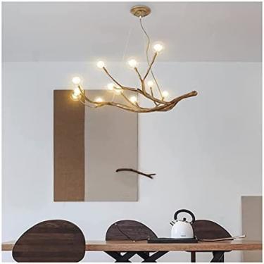 Imagem de Luminária lustre, lustre retrô com galho de árvore, loft, sala de estar, restaurante, bar, cabeças de resina marrom industrial, iluminação de lustre G4, luz branca