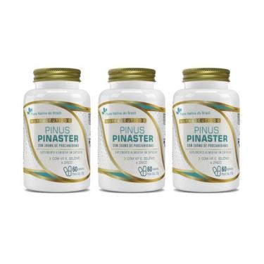 Imagem de Kit 3x Suplemento Alimentar Pinus Pinaster 60 cápsulas Flora Nativa