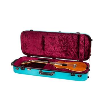 Imagem de Crossrock Capa rígida para ukulele barítono com trava TSA - 100% fibra de vidro, alças de ombro acolchoadas removíveis, higrômetro, grande armazenamento para acessórios, azul menta (CRF2020BUMB-R)