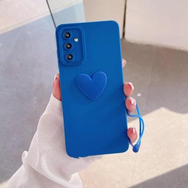 Imagem de HPQWN Para S24 Ultra Love Heart Silicone Case Lanyard Wrist Strap Cover (Para S24 Ultra/AXSS Klein azul)