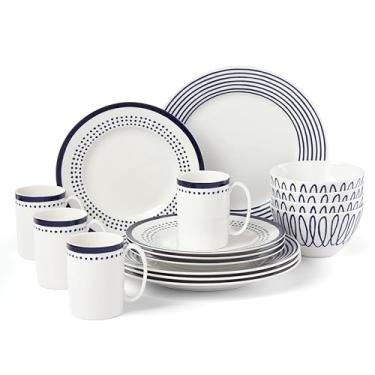 Imagem de Kate Spade New York Charlotte Street West 16-Piece Dinnerware Set, 15.75 LB, Blue