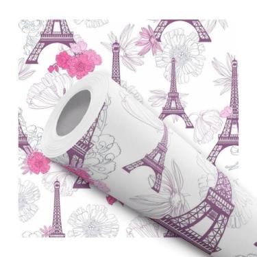 Imagem de Papel De Parede Adesivo Lavável Teen Paris Roxo Rosa Floral Flor - Dk 