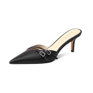 Imagem de MOTIMODEN Salto feminino branco bico fino salto elegante salto gatinho para mulheres sandálias de salto vintage mules sexy pontudos saltos cravejados modernos sapatos de salto agulha sem cadarço