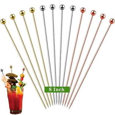 Imagem de 12PCS Bloody Mary Skewers Gift Set, 8 Inch Stainless Steel Cocktail Picks Metal Bloody Mary Accessories, Reusable Cocktail Skewers Bar Toothpicks for Drinks