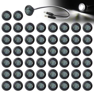 Imagem de Ledvillage 50 peças de mini lente redonda fumada de 3/4 polegadas botão branco luzes marcadoras laterais 3 LED com plugues de conector para reboque caminhão caminhão SUV ATV RV ônibus folga lâmpadas
