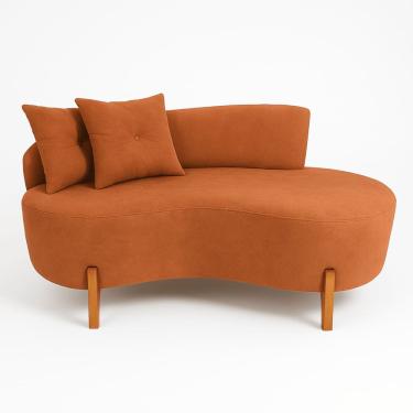 Imagem de Sofá Orgânico 2 Lugares C/2 Almofadas Curvo Sala Recepção Boucle Terracota - Montanaris Decor