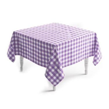 Imagem de Toalha de Mesa Xadrez Quadrada 140x140cm 4 Lugares - Domingos, Lilás