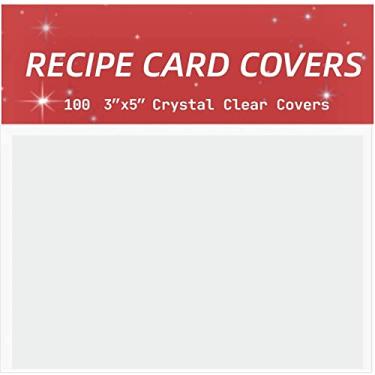 Imagem de Vovoo Protetores de cartão de receita, 100 unidades, bolsos de 7,6 x 12,7 cm, capas para cartões de receitas, capas de cartão de receita