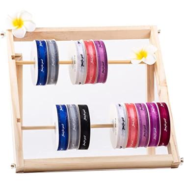 Imagem de CUTPOIY Organizador de fita organizador de fita pequeno suporte de mesa, suporte de armazenamento de fita de exibição de madeira, suporte de linha de costura que economiza espaço, 40 x 40 cm