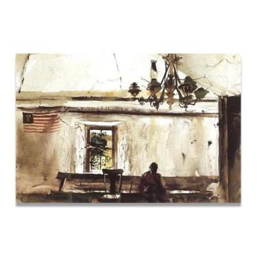 Imagem de LKXGRRSFG Impressão em tela de Andrew Wyeth Memorial Day - Arte de realismo americano, aquarela e pintura de têmpera de ovo para decoração de casa 20 x 30 cm