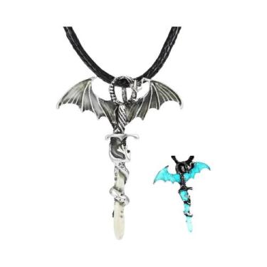 Imagem de Colar Steampunk Vintage com Pingente de Dragão que Brilha no Escuro - 