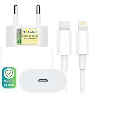 Imagem de Kit Carregador Turbo Linha Premium Compativel Com Iphone, Cabo Usb-C-Lightning + Fonte Carregador 30W Ultra Rapido Compatível iPhone X Xr SE 11 12 13 14