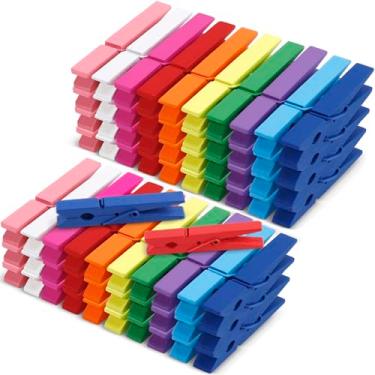 Imagem de 100 pregadores de roupa de madeira coloridos (multicoloridos, 7,6 cm)