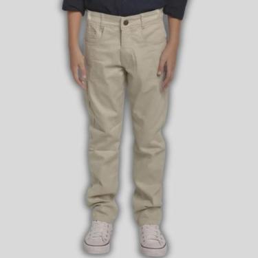 Imagem de Calça De Sarja Infantil Juvenil Menino Moderno Slim Fit 1-16 - NoBrand