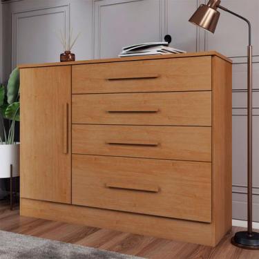 Imagem de Cômoda Summit 1 Porta 4 Gavetas Cinamomo - Panorama Móveis, Marrom, Mo