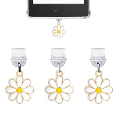 Imagem de 3 pingentes para Kindle, pingente de plugue de poeira compatível com Kindle com porta de carregamento tipo C, presente de coquete para amantes de livros, leitores, homens, mulheres, professores