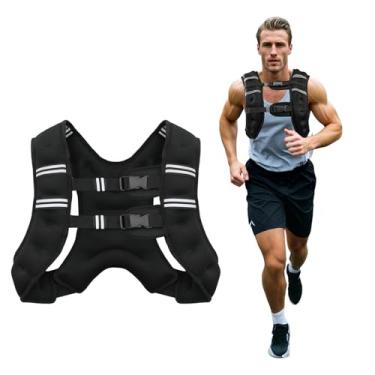 Imagem de Poudee Colete pesado, colete de peso de 9 kg para homens e mulheres, colete de peso corporal ajustável com faixa refletiva para treinamento de força