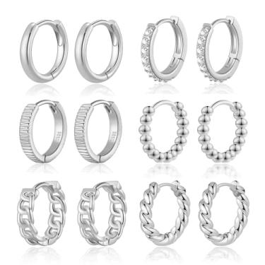 Imagem de BMMYE 4 pares de brincos pequenos de argola de ouro para mulheres cartilagem mini argolas douradas conjunto de brincos de ouro para vários piercings hipoalergênicos, Cobre, Zircônia cúbica