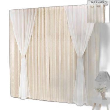 Imagem de Cortina Bhaly Jacquard E Voal 4,00 X 2,50 Para Varão - Palha - Top Chi