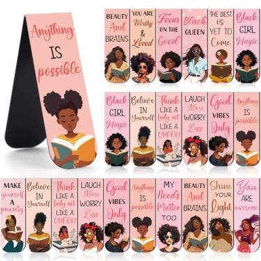 Imagem de Berirexrion Marcadores magnéticos para meninas negras – 12 peças inspiradoras para mulheres, marcadores de página estéticos exclusivos, presentes de livros, amantes de leitura, leitores, estudantes