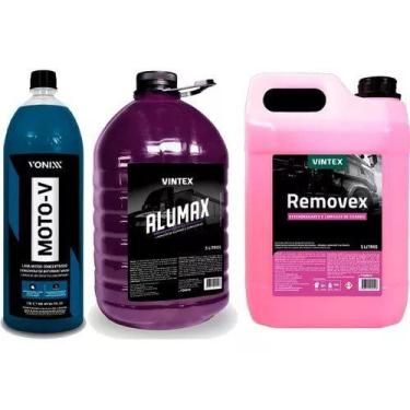 Imagem de Kit limpeza pesada moto-v 1,5l alumax 5l + removex 5l vonixx - marca, 