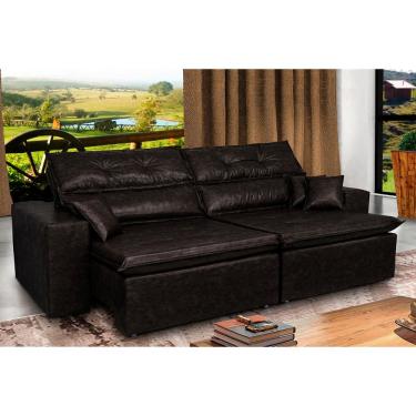 Imagem de Sofá Retrátil e Reclinável 2,52m Cama inBox Tourino. com Molas Tecido Courino