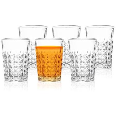 Imagem de QUAFFER Copos quadrados de tequila com base pesada copos cordiais 60 ml (conjunto de 6) – Vidro elegante de forma quadrada – Conjunto autêntico de copos de dose de tequila – Perfeito para festas