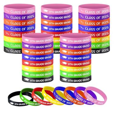 Imagem de 8th Grade Graduation Wristbands, 8th Grade Graduation Decorations 2023,Boy Girl Kids Eighth Grade Graduation Gifts for Students, Graduation Silicone Wristbands for 8th Grade Graduation - 30Pcs