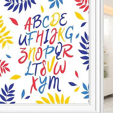 Imagem de Película de janela de privacidade de flores, textura de estilo floral, filme de vidro para sala de estar e escritório em casa, L90 x C 190 cm