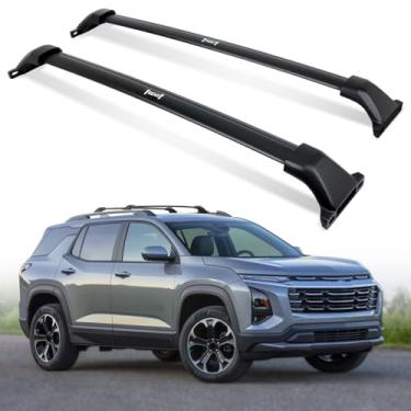 Imagem de AUXPACBO Rack de teto atualizado de 150 kg, adequado para Chevy Equinox 2025, barras transversais pretas para porta-bagagens, suporte de caiaque, bicicletas, barras transversais