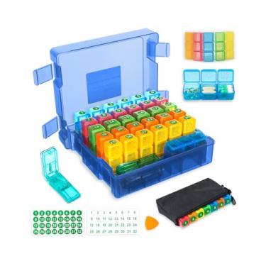 Imagem de Organizador mensal de comprimidos 3 vezes ao dia, caixa de comprimidos portátil com bolsa de viagem semanal, organizador de medicamentos de grande capacidade com etiquetas, estojo de comprimidos para