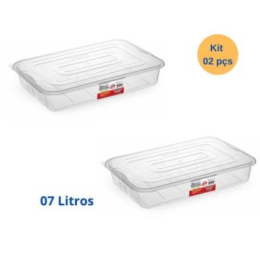 Imagem de Kit 02 Bandejas Organizadora Multiuso 07 Litros com Tampa-Carnes-Aves-
