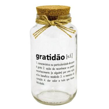Imagem de Pote De Vidro 750 ML Hermético Frase Significado Gratidão Decoração - 
