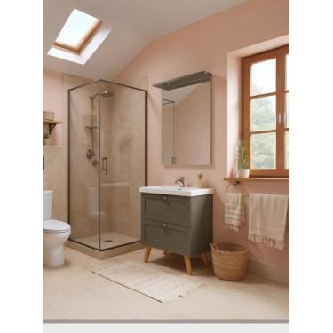 Imagem de Gabinete para Banheiro com Cuba e Espelheira 60cm Retro Mdf Milano - O