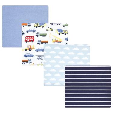 Imagem de Luvable Friends Hudson Baby Flanela Recebendo Cobertores 4 unidades, Aventura de Veículo