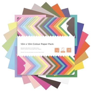 Imagem de Papel para scrapbook de 30 x 30 cm, 48 folhas, 120 g/m², 14,5 kg, pastéis brilhantes e brilhantes, papel cartolina de 24 cores para criador de criut, scrapbooking, artesanato em papel