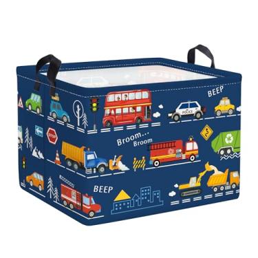 Imagem de HUUMONSS Cesto de roupa suja dobrável para carros, cesta de armazenamento infantil, caixa de presente para meninos, caixa de brinquedo para berçário, ônibus urbano, 36L