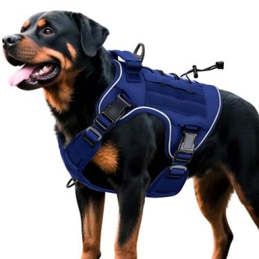 Imagem de Peitoral tático resistente para cães grandes, colete refletivo ajustável sem puxão com sistema Molle, controle de nível militar K9 para treinamento de serviço, atividades ao ar livre e mais de 10