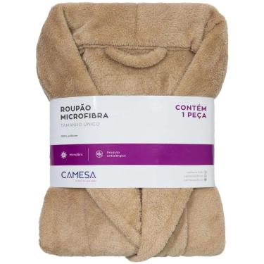 Imagem de Roupão Aveludado Tamanho M Manga Longa Camesa 100% Microfibra de Poliéster