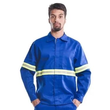 Imagem de Camisa NR10 Manga Longa Faixa refletiva Sitel Neon Azul Royal