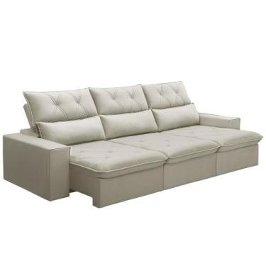 Imagem de Sofá Retrátil Reclinável Para Sala 4 Lugares 290cm Aires F04 Veludo Be