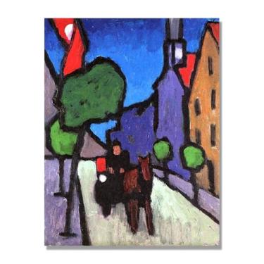 Imagem de NHLDZYH Impressões de artistas famosos, (cavalo e carroça) por Gabriele Münter, reprodução de impressão em tela de paisagem pôster para decoração de casa apenas 70 x 90 cm - 27,6 x 35,4 pol