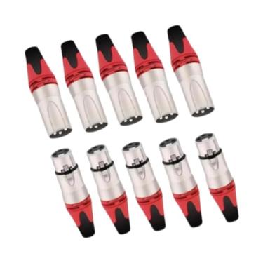 Imagem de menolana Cabo XLR Conector Soquete Áudio Macho E Fêmea 10 Peças Microfone Plugue DJ Festa Estúdio, vermelho