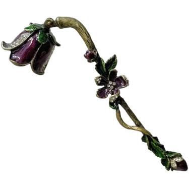 Imagem de Vela vintage snuffer com cabo longo extintor em forma de flor com strass para decoração de casa, presente de Natal, Hanukkah, Dia dos Namorados, Aniversário