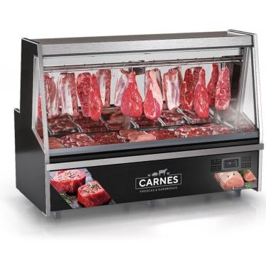 Imagem de Balcão Frigorífico Premium Turino Com Depósito Gatp200ad Gelopar Expositor De Carnes Preto 220v