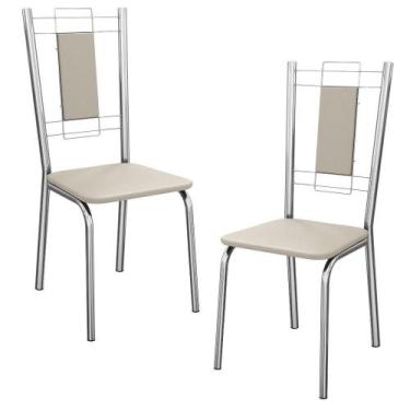 Imagem de Kit 2 Cadeiras Cromada Sala Jantar 2C005CR Kappesberg, Nude